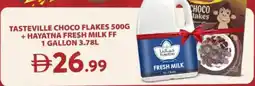 Grand Hyper Market Tasteville Choco Flakes, + Hayatna Fresh Milk, Full Fat offer