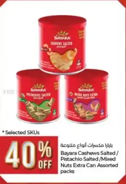 Lulu Hypermarket Bayara Cashews Salted/ Pistachio Salted/Mixed Nuts Extra Can Assorted offer
