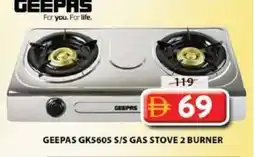 Grand Hyper Market Geepas GK5605 S/S gas stove 2 burner offer