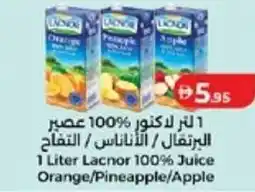 Lulu Hypermarket Lacnor 100% Juice Orange / Pineapple / Apple offer