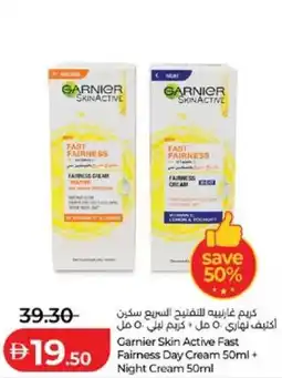 Lulu Hypermarket Garnier Skin Active Fast Fairness Day Cream Night Cream offer