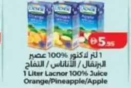 Lulu Hypermarket Lacnor 100% Juice Orange / Pineapple / Apple offer