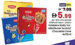 Gala Supermarket Holsteins Nutty Va nilla Burrer Scotch Chocolate Cone offer