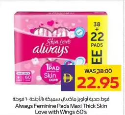 Abu Dhabi Coop Always Feminine Pads Maxi Thick Skin Love with Wings offer