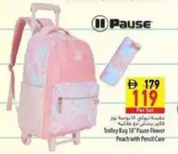 Safeer Market Trolley Bag 18" Pause Flower Peach with Pencil Case offer