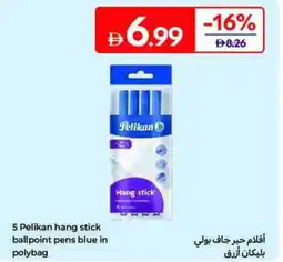 Carrefour 5 Pelikan Hang Stick Ballpoint Pens Blue in Polybag offer