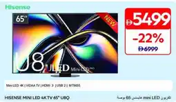 Carrefour HISENSE MINI LED 4K TV 65" U8Q offer