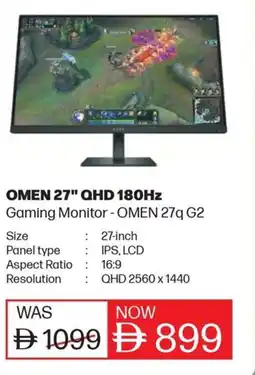 Sharaf DG OMEN 27" QHD 180Hz Gaming Monitor - OMEN 27q G2 offer