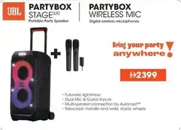 Sharaf DG JBL PARTYBOX STAGE320 Portable Party Speaker+ PARTYBOX WIRELESS MIC Digital wireless microphones offer