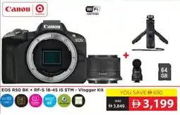 Sharaf DG Canon EOS R50 BK + RF-S 18-45 IS STM - Vlogger Kit offer