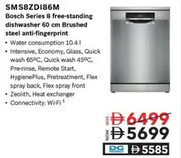 Sharaf DG SMS8ZDI86M Bosch Series 8 free-standing dishwasher offer