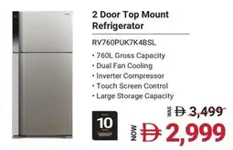 Sharaf DG Hitachi 2 Door Top Mount Refrigerator RV760PUK7K4BSL offer