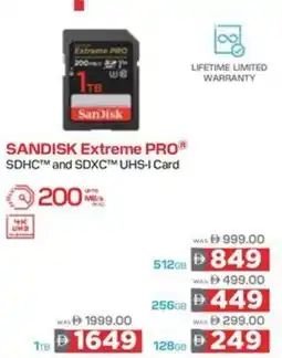 Sharaf DG SANDISK Extreme PRO SDHCTM and SDXC UHS-I Card 512 GB offer