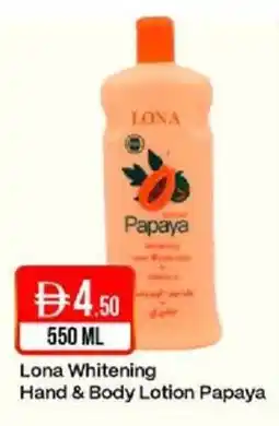 West Zone Supermarket Lona Whitening Hand & Body Lotion Papaya offer