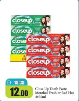 RAK Coop Close up tooth paste menthol fresh or red hot offer