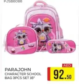 Emirates Co-op Parajohn character school bag 3pcs set 16" offer