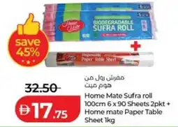 Lulu Hypermarket Home Mate Sufra roll + Home mate Paper Table Sheet offer