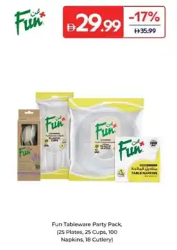 Carrefour Fun Tableware Party Pack, 25 Plates, 25 Cups, 100 Napkins, 18 Cutlery offer