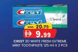 KM Trading Crest 3D white fresh extreme mint toothpaste offer