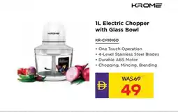 Abu Dhabi Coop Krome Electric Chopper with Glass Bowl KR-CH101GD offer