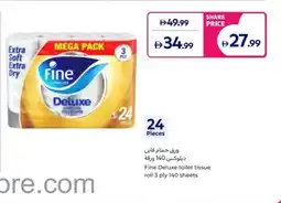 Carrefour Fine Deluxe toilet tissue roll 3 ply offer
