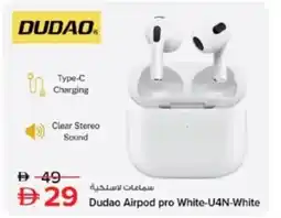 Nesto Dudao Airpod pro White-U4N-White offer