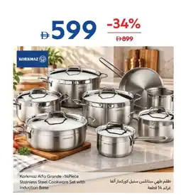 Carrefour Korkmaz Alfa Grande -14Piece Stainless Steel Cookware Set with Induction Base offer