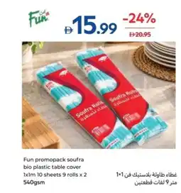 Carrefour Fun promopack soufra bio plastic table cover offer