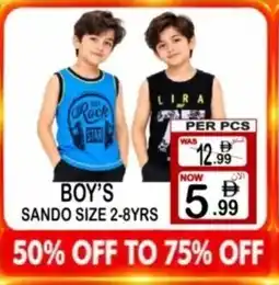Gift Point Boy's sando size 2-8yrs offer