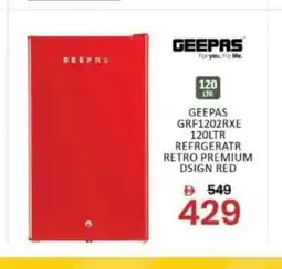 Al Madina Geepas grf1202rxe refrgeratr retro premium dsign red offer