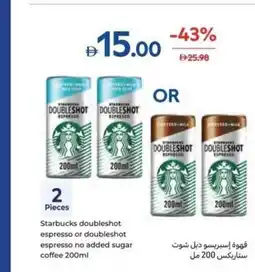 Carrefour Starbucks doubleshot espresso or doubleshot espresso no added sugar coffee offer