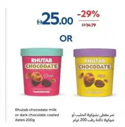Carrefour Rhutab chocodate milk or dark chocolate coated dates offer