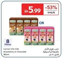 Carrefour Lacnor Uht milk strawberry or chocolate offer