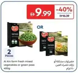 Carrefour Al Ain farm fresh mixed vegetables or green peas offer
