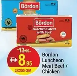 New W Mart Bordon luncheon meat beef / chicken offer