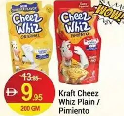 New W Mart Kraft cheez whiz plain/ pimiento offer
