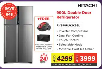 Eros Hitachi 990L Double Door Refrigerator RV990PUK1KBSL offer