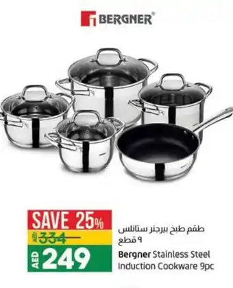 Lulu Hypermarket Bergner Stainless Steel Inducation Cookware 9pc offer