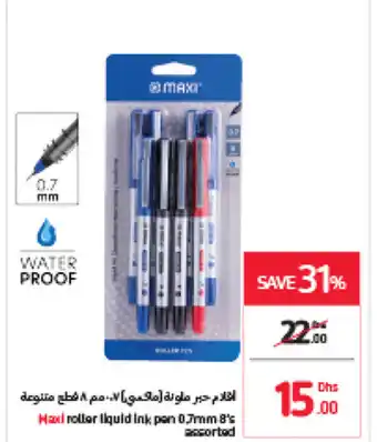 Carrefour Maxi roller liquid ink pen 0,7mm 8's assorted offer