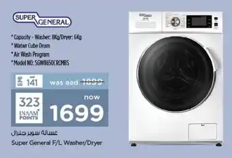 Nesto Super General F/L Washer 8Kg/Dryer 6Kg SGW8650CRCMBS offer