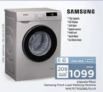 Nesto Samsung Front Load Washing Machine 7Kg WW70T3020BS/GU-R offer