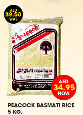 Al Adil Peacock Basmati Rice 5 Kg, offer