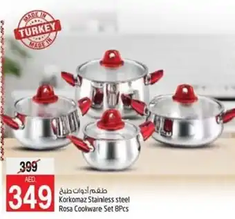 Safari Hypermarket Korkomaz stainless steel rosa cookware set 8pcs offer