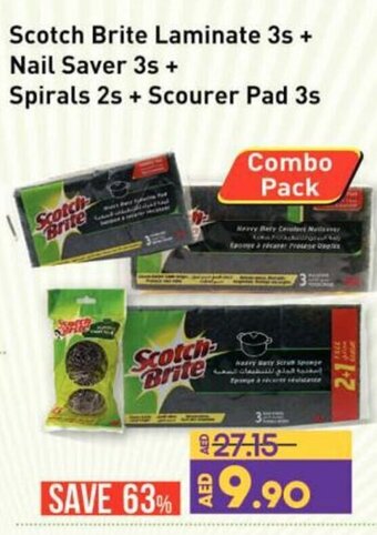 Lulu Hypermarket Scotch Brite Laminate 3s + Nail Saver 3s + Spirals 2s + Scourer Pad 3s offer