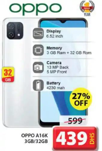 Grand Mall Sharjah Oppo A16K 3GB/32GB offer