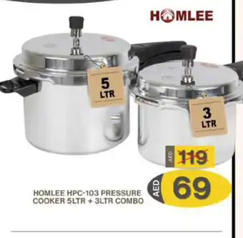 Grand Mall Sharjah Homlee HPC-103 Pressure Cooker 5ltr + 3 Ltr Combo offer