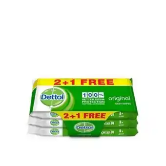 Choithrams Dettol original antibacterial skin wipes 10 count pack of 3 offer