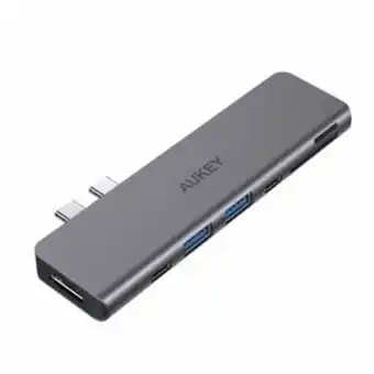 Lulu Hypermarket Aukey 7-in-1,cb-c76 interface hub usb 2.0 type-c 40000 mbit/s grey offer