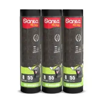 Lulu Hypermarket Sanita garbage bag tie oxo-biodegradable 55 gallons size x-large 3 x 8pcs offer