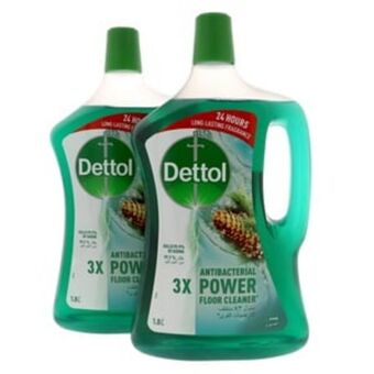 Lulu Hypermarket Dettol pine power antibacterial floor cleaner value pack 2 x 1.8litre offer